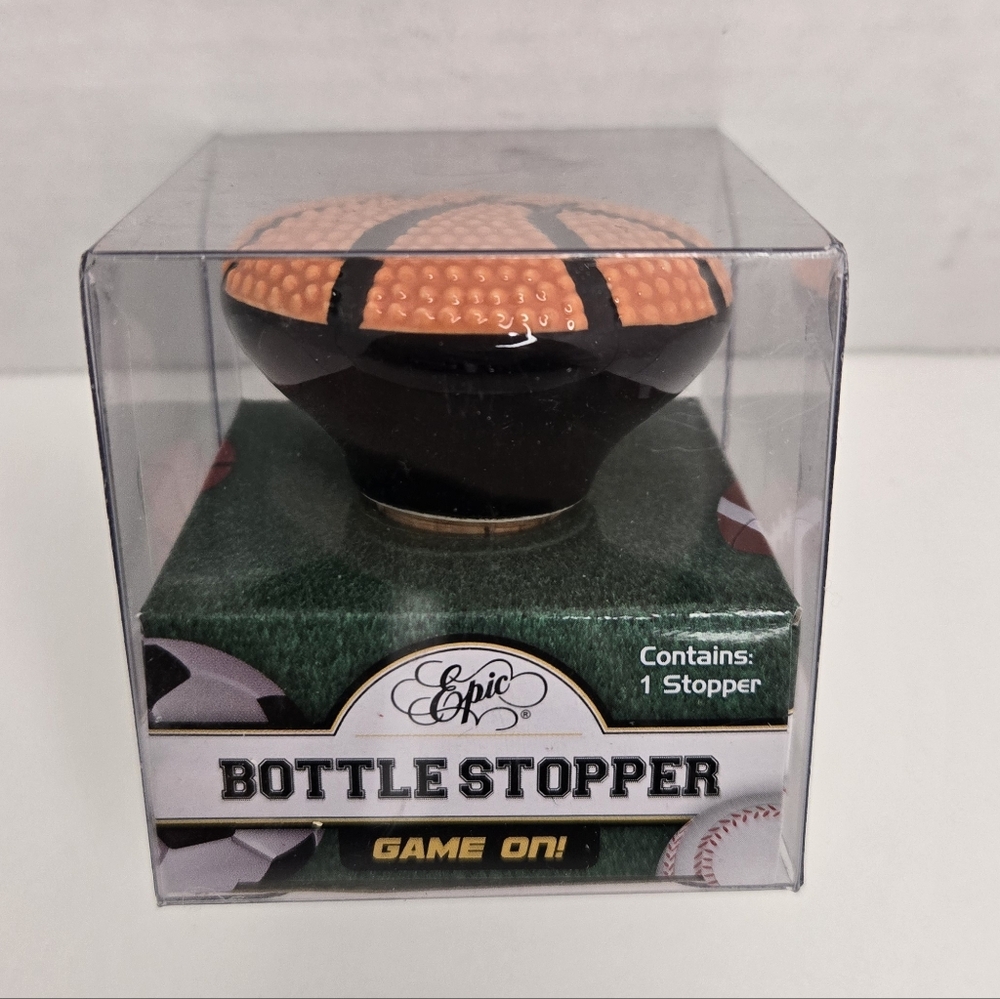 Epic Basketball Bottle Stopper 2011 Orange & Black Basketball Textured